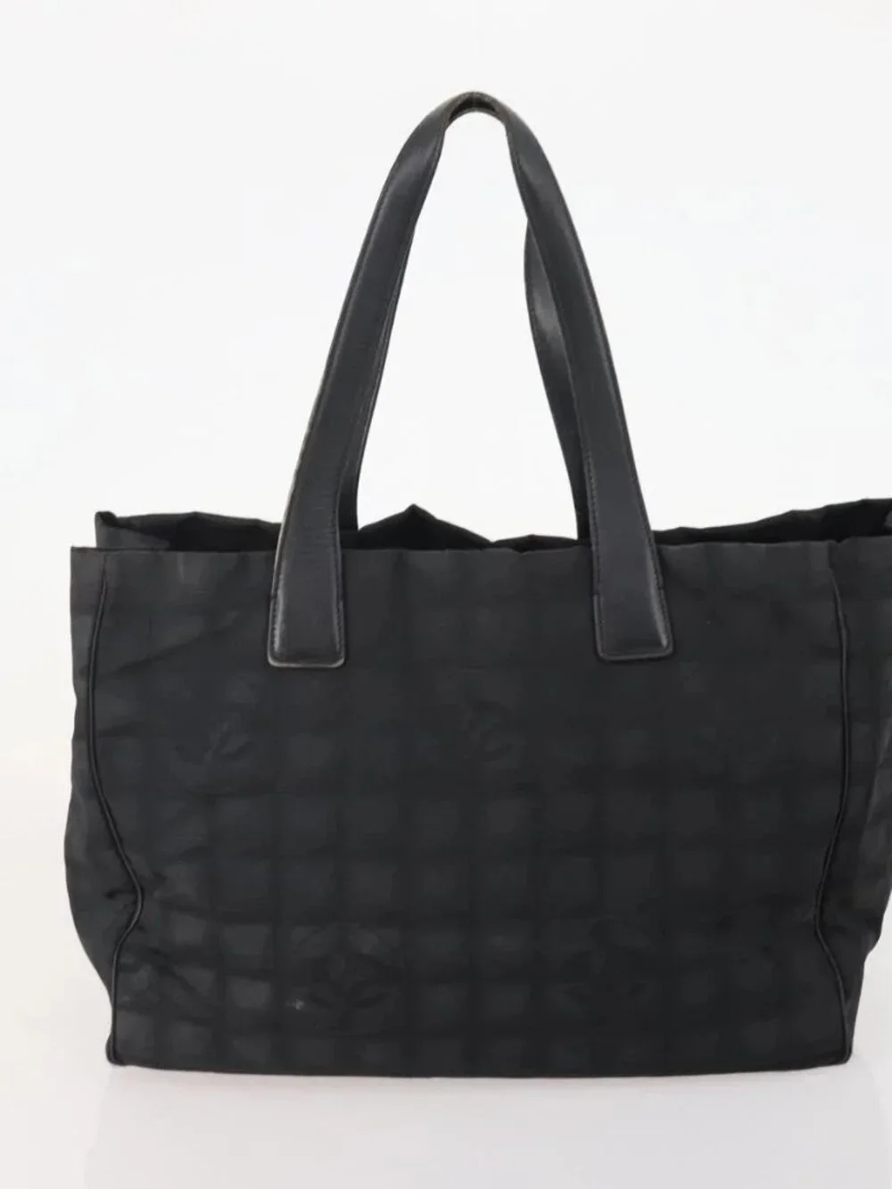 CHANEL New Travel line Tote Bag Nylon 3 Set Black Beige CC Auth BA12660